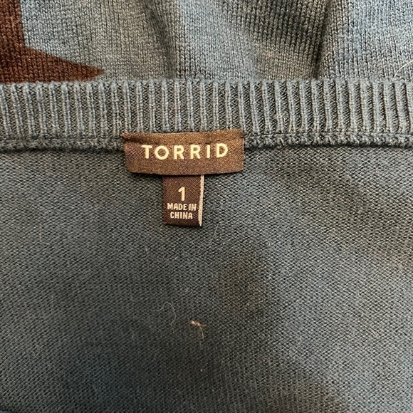 Torrid - Teal Star Print Scoop Neck Tunic Long Sleeve Skater Sweater Shirt Sz 1X - Picture 7 of 10